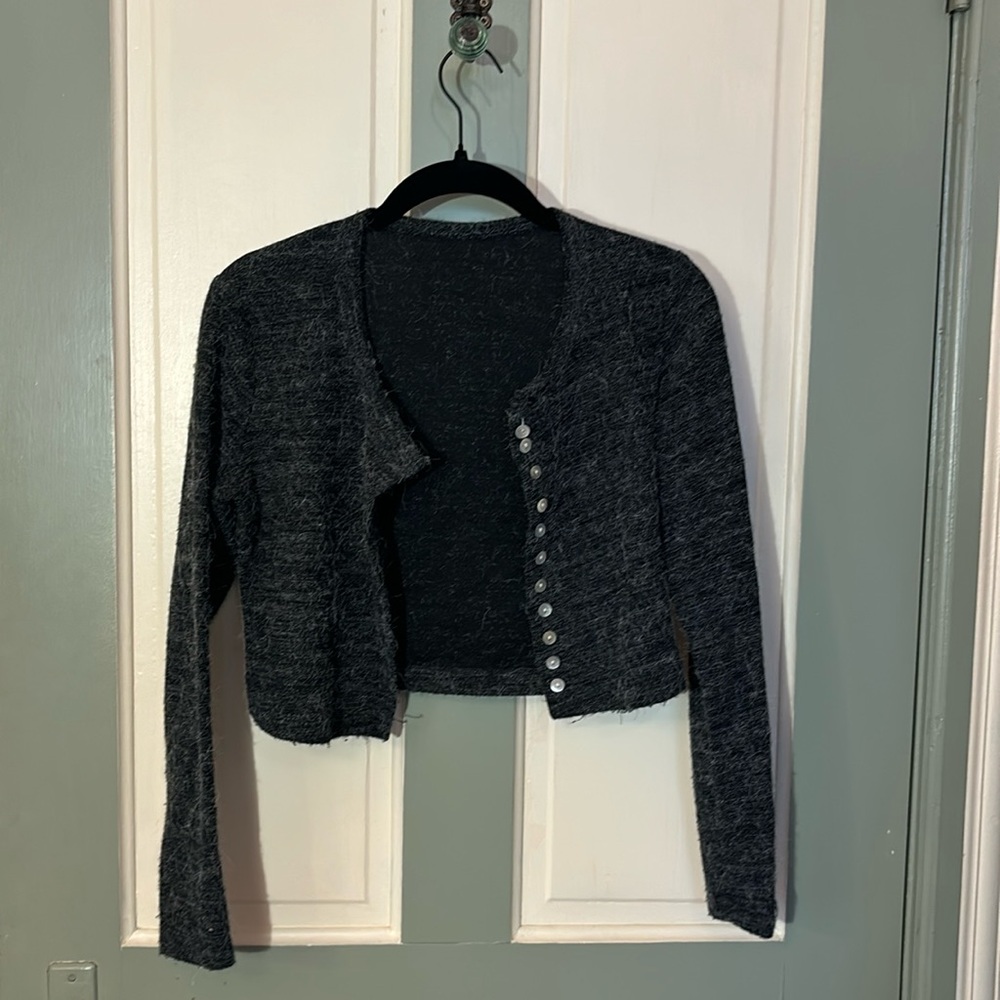 vintage black eyelash crop cardigan